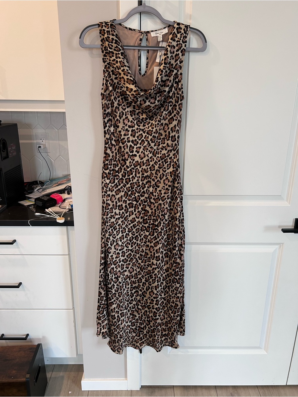 NWT Haver & Blair Leopard Print Cowl Neck Maxi Dress Animal Print Y2K Inspired